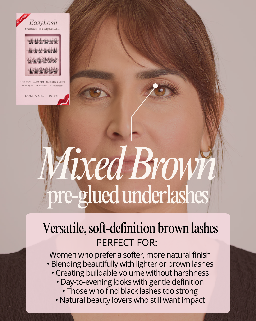 Easylash - Mixed Length, Pre-glued,  Underlashes - Dark Brown