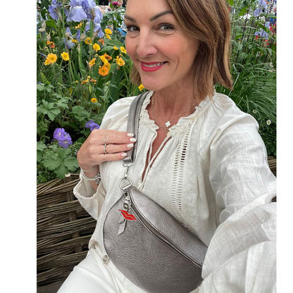 Donna May Graphite Silver Leather Bag