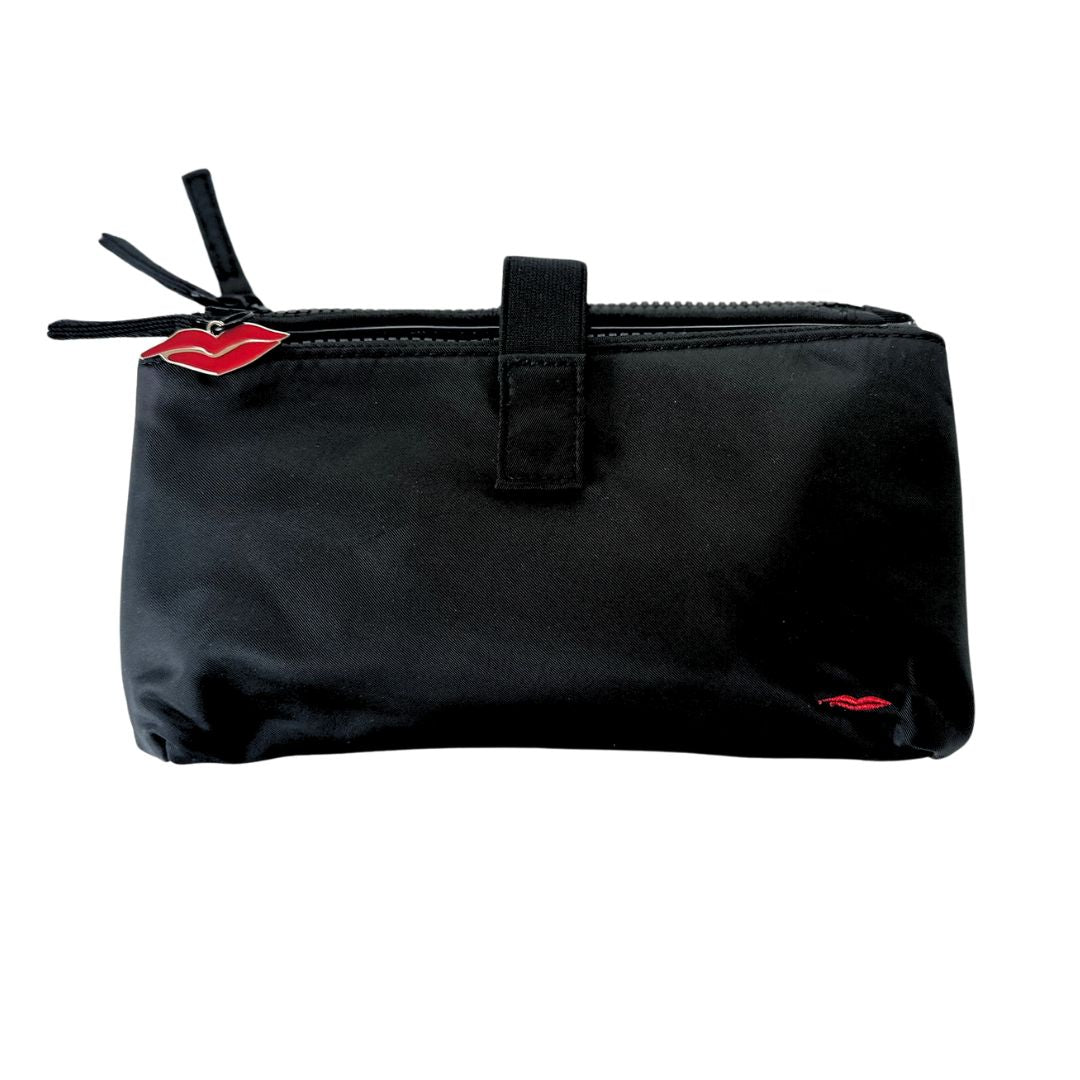 Black fold over makeup bag