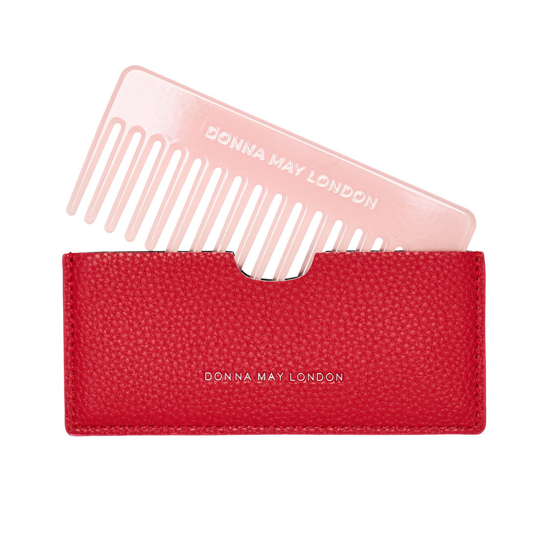 Wide Tooth Hair Comb with Faux Leather Pouch