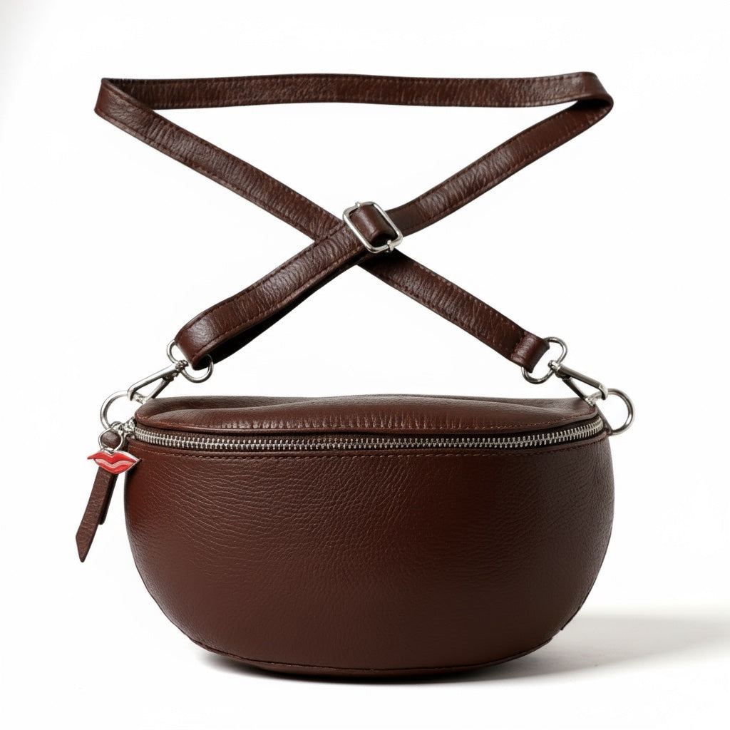 Porto City Bag in Dark Plum - with leather strap