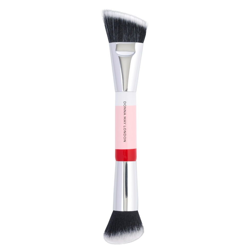 Donna May London double-ended contour brush with angled and rounded heads for sculpting and blending makeup