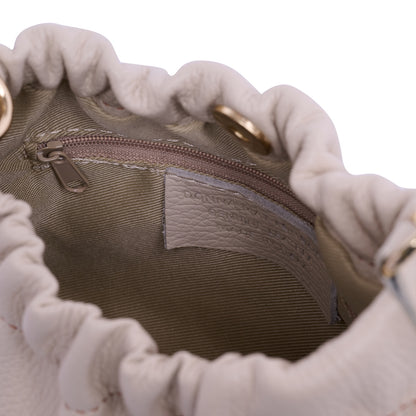 Lara Cross Body Bag in Off-White Italian Leather - gold metalwork