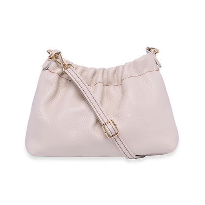 Lara Cross Body Bag in Off-White Italian Leather - gold metalwork
