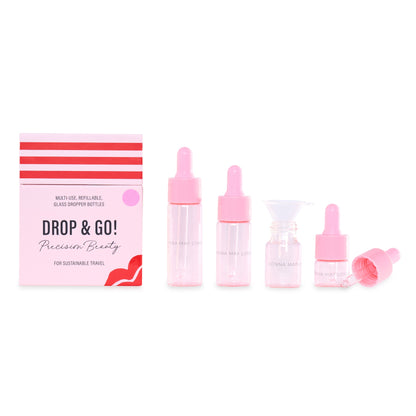 Glass Dropper Bottles Set of 4 in PINK