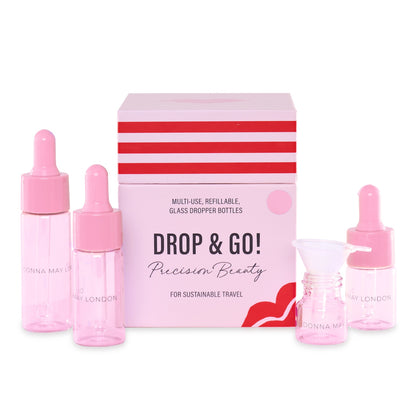 Glass Dropper Bottles Set of 4 in PINK