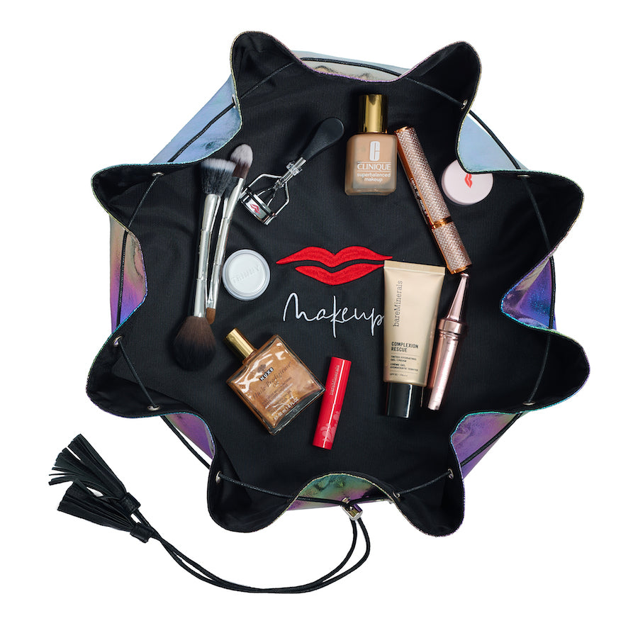 Lay Flat Makeup Bag - Rainbow Metallic