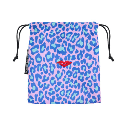 Shower Cap with Cute Bow in Blue &amp; Green Leopard Print