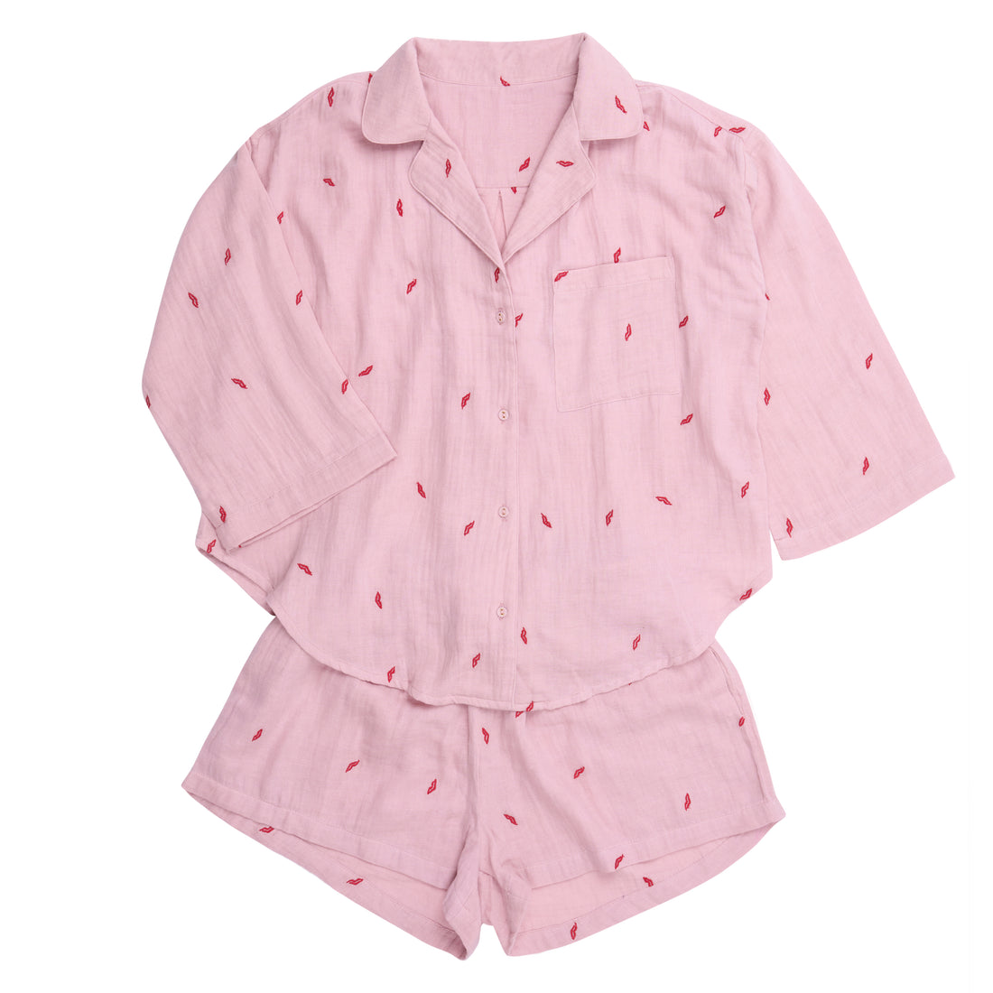 Pink Cheesecloth Short Pyjamas
