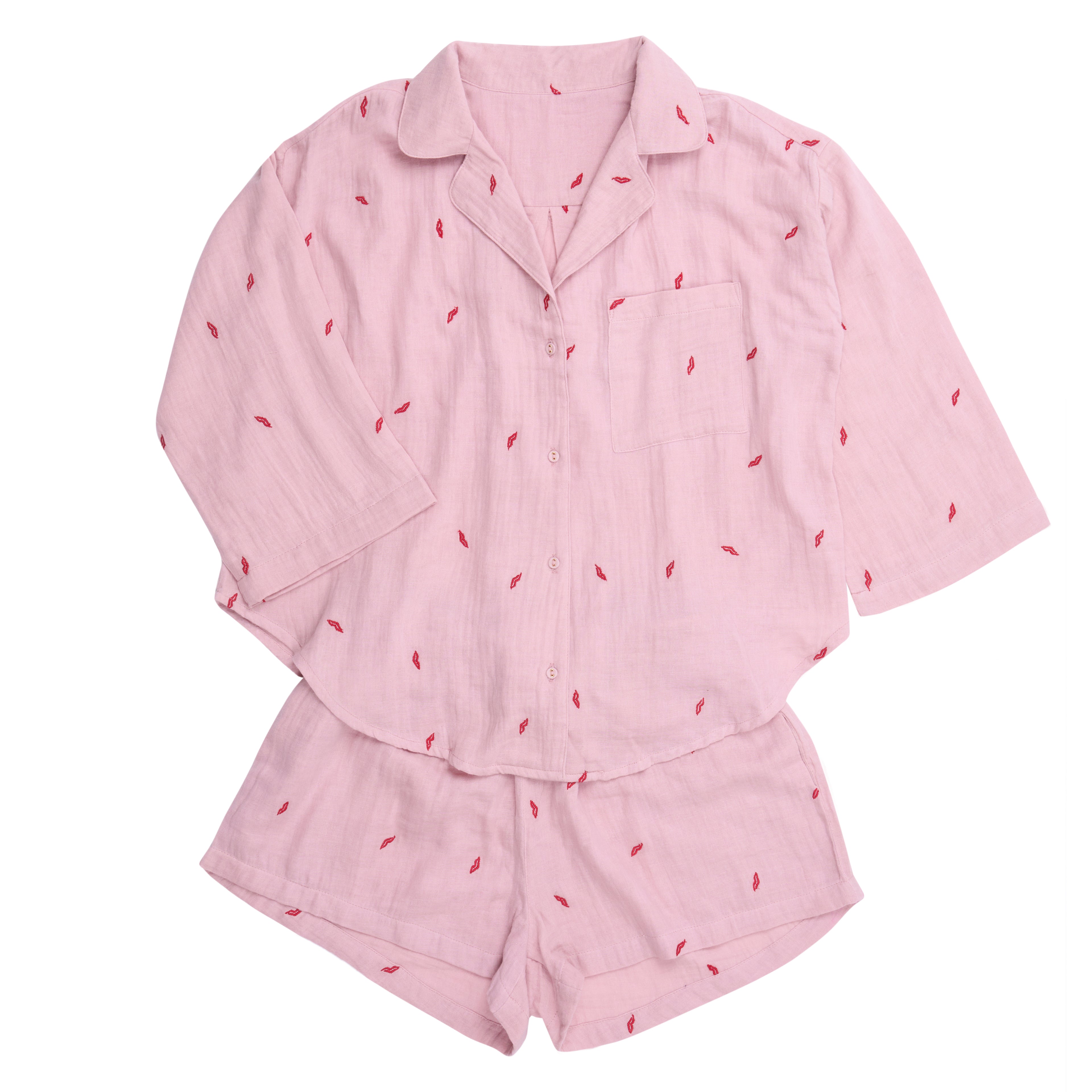 Pink Cheesecloth Short Pyjamas