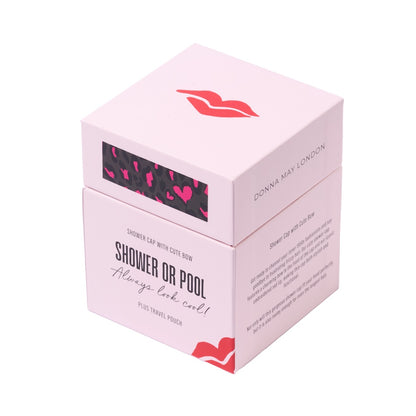 Shower Cap with Cute Bow in Khaki &amp; Pink Animal