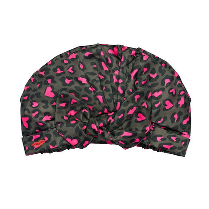 Shower Cap with Cute Bow in Khaki &amp; Pink Animal