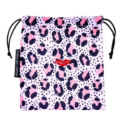 Shower Cap with Cute Bow in Nude Pink Leopard