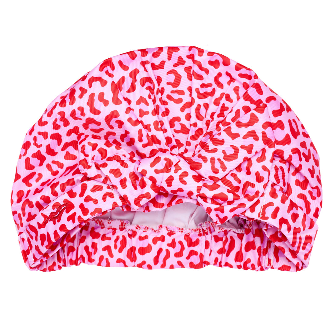 Shower Cap with Cute Bow in Red &amp; Pink Leopard