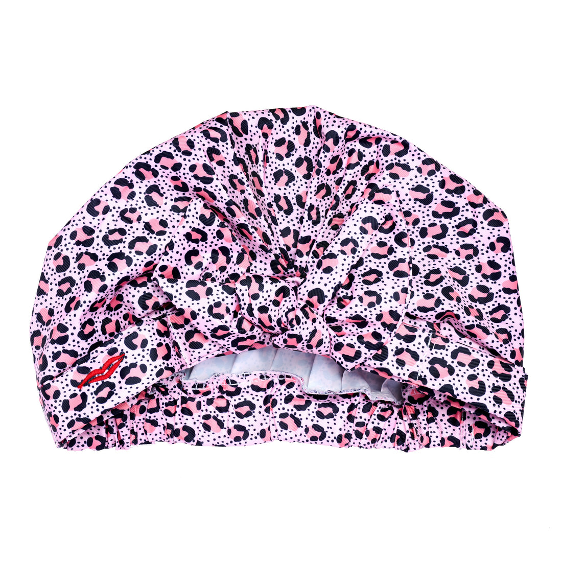 Shower Cap with Cute Bow in Nude Pink Leopard
