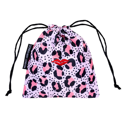 Shower Cap with Cute Bow in Nude Pink Leopard