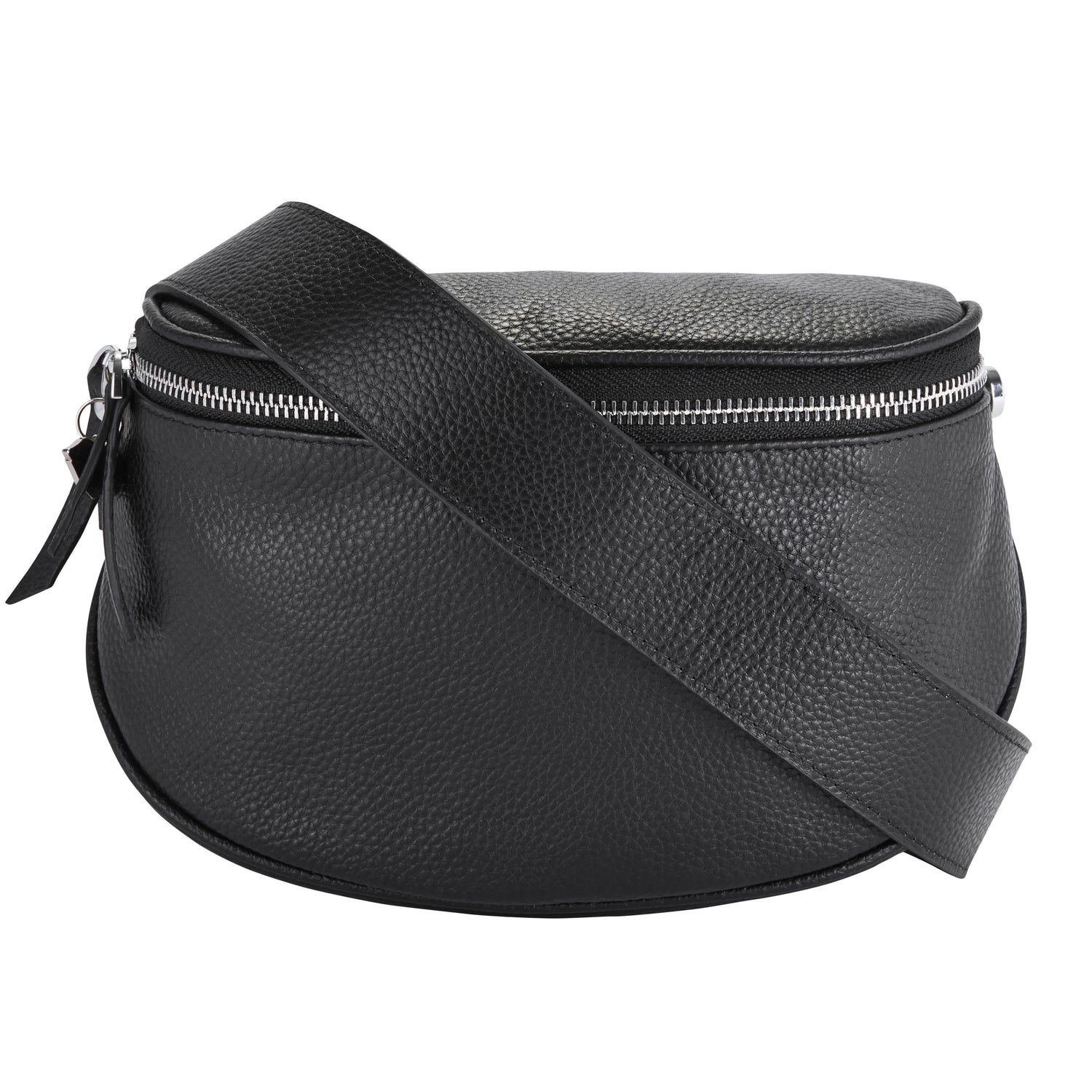 adjustable black leather bag strap