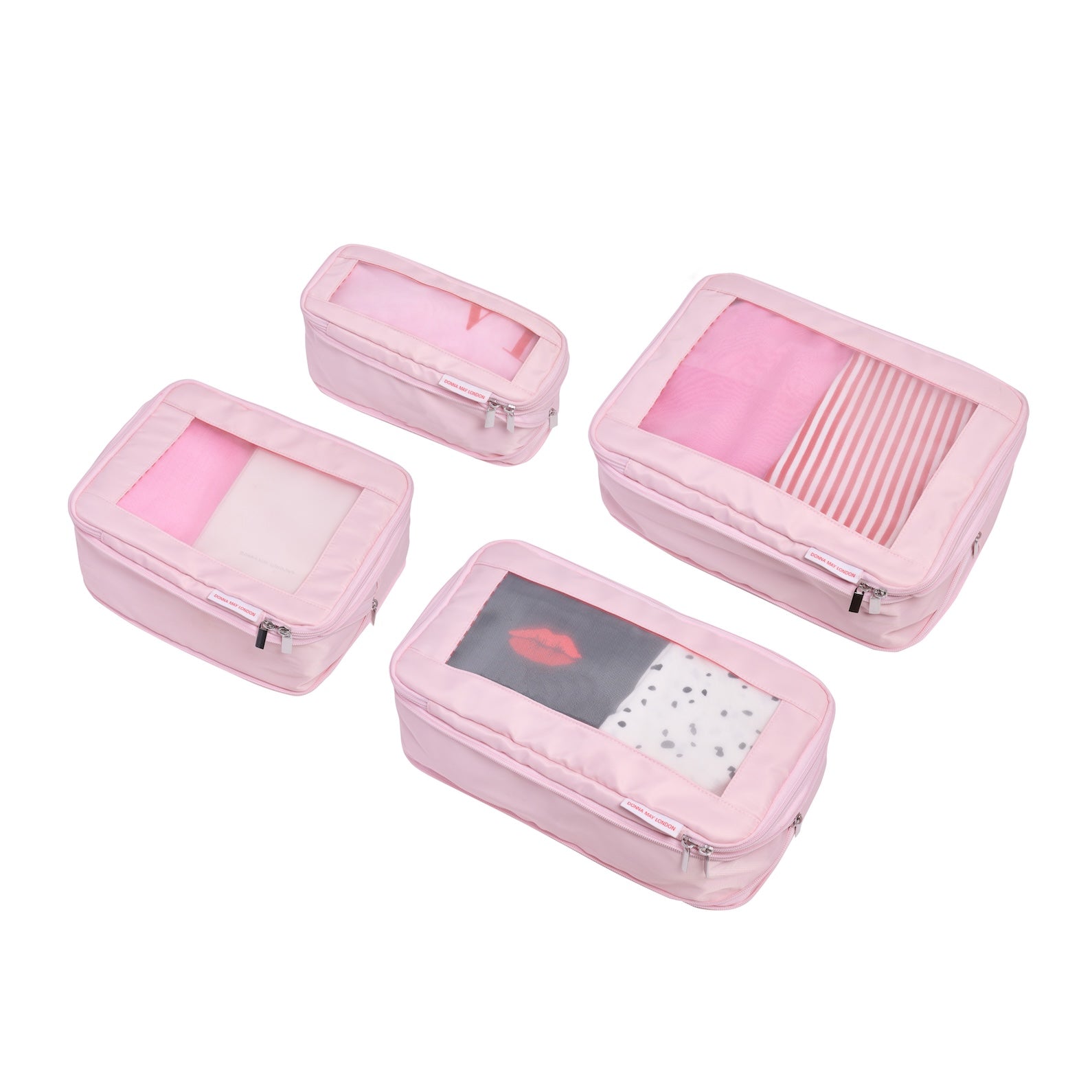 Compression Packing Cubes Set of 4 pink with stripe interior