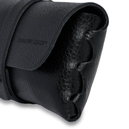 London Glasses Case in Soft Black  Italian Leather
