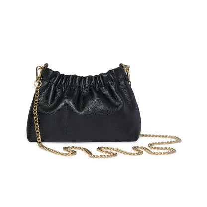 Lara Cross Body Bag in Soft Black Italian Leather - gold metalwork