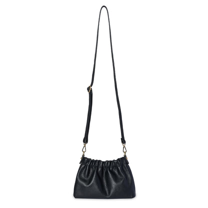Lara Cross Body Bag in Soft Black Italian Leather - gold metalwork