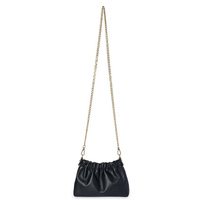 Lara Cross Body Bag in Soft Black Italian Leather - gold metalwork