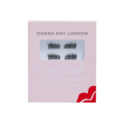 Donna May London Easylash halfLength Pre-Glued Underlashes in luxury packaging – reusable, natural-looking lashes