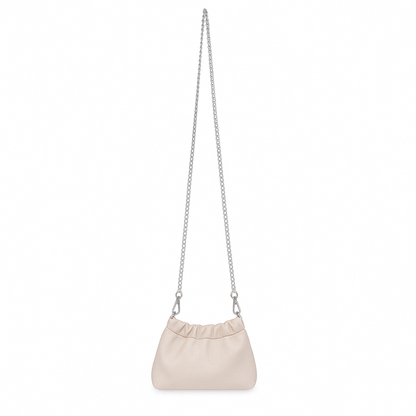 Lara Cross Body Bag in Off-White Italian Leather - silver metalwork