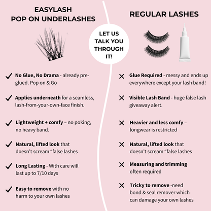 Easylash (14mm)  - Longer Length Pre-glued, Underlashes - Black