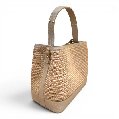 Positano Woven Tote Bag with Natural Leather