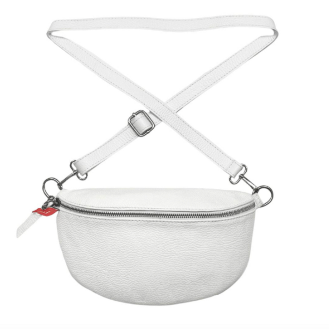 Florence City Bag in White - With both leather and fabric straps