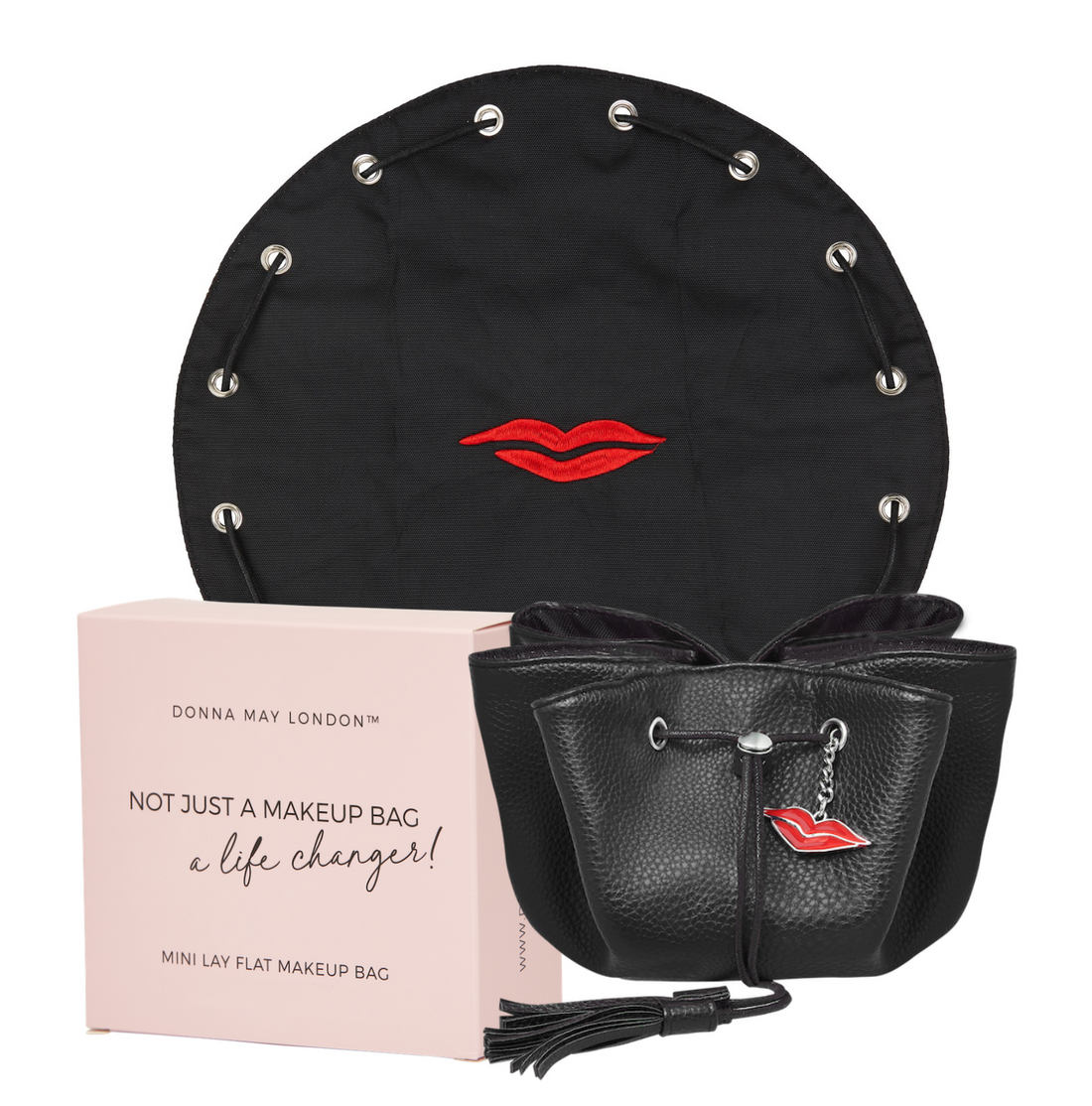 Mini Faux Leather Makeup Bag in Black