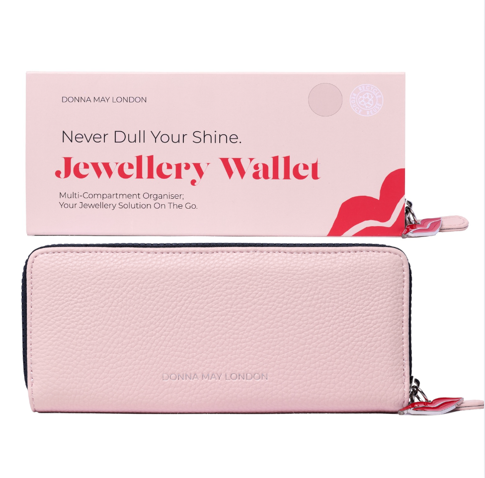 Jewellery Wallet in Blush Pink Faux leather