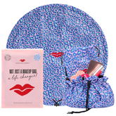 Lay Flat Makeup Bag in Blue Leopard