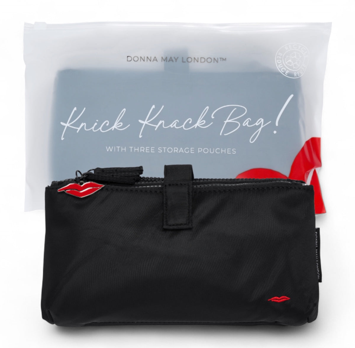 3 clear pocket beauty organiser in black