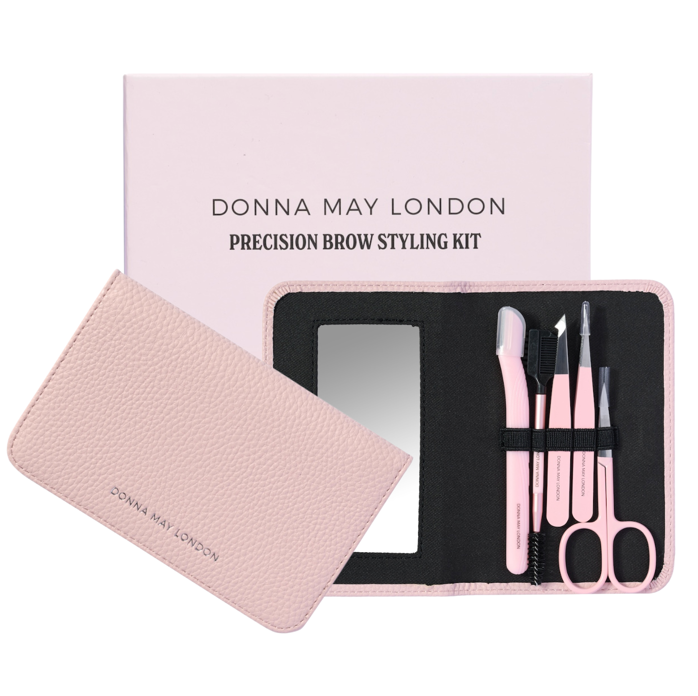 Donna May London precision brow styling kit with tools and mirror 