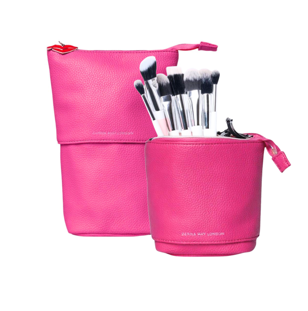 Stand &amp; Store Makeup Brush Case in Raspberry | Adjustable &amp; Travel-Friendly