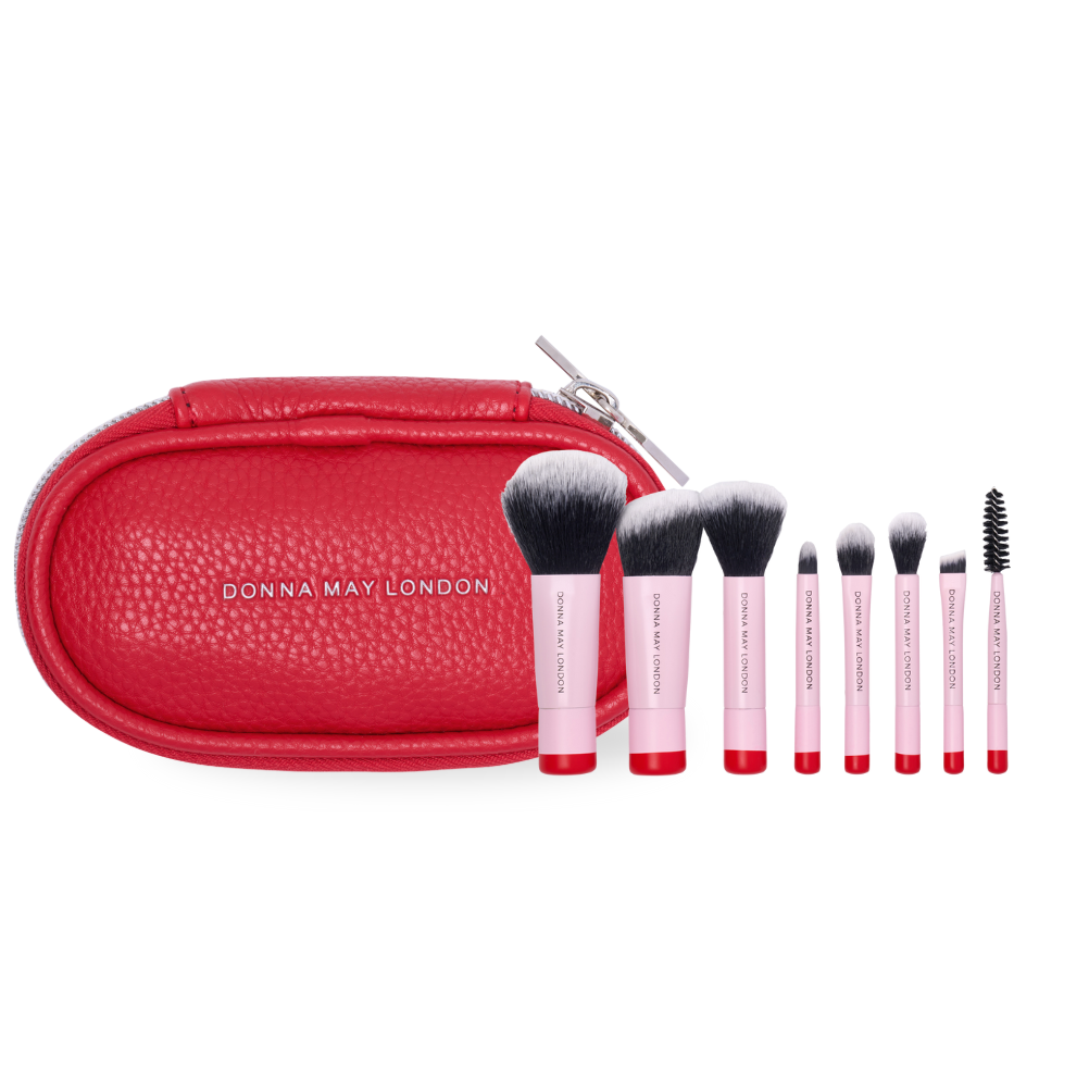Travel Makeup Brush Set in Red Case
