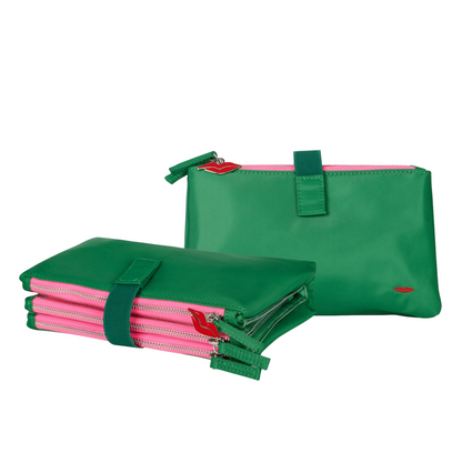 Green Knick-Knack Bag Max – 3 Clear Pocket Beauty Organiser