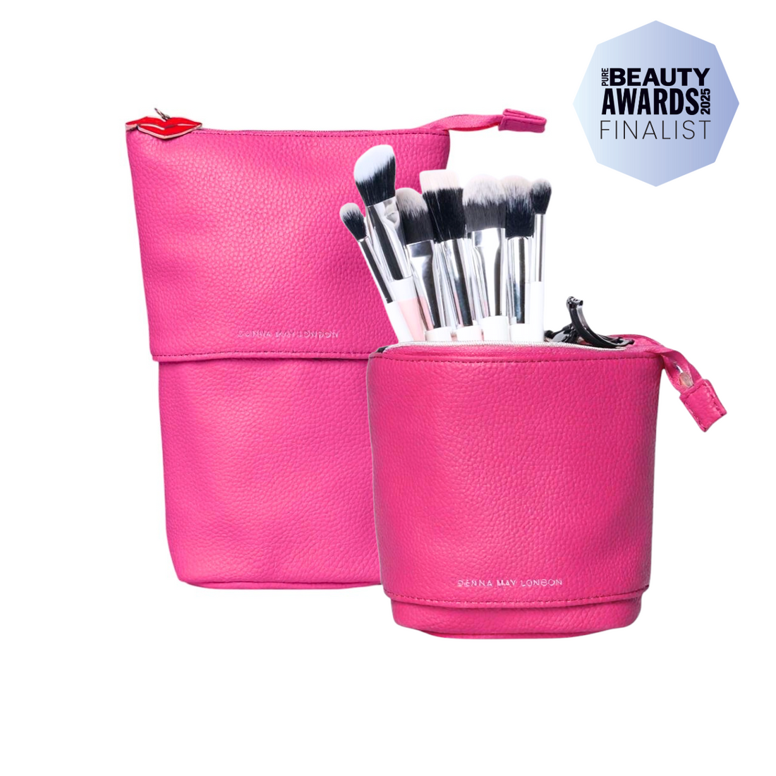 Stand &amp; Store Makeup Brush Case in Raspberry | Adjustable &amp; Travel-Friendly