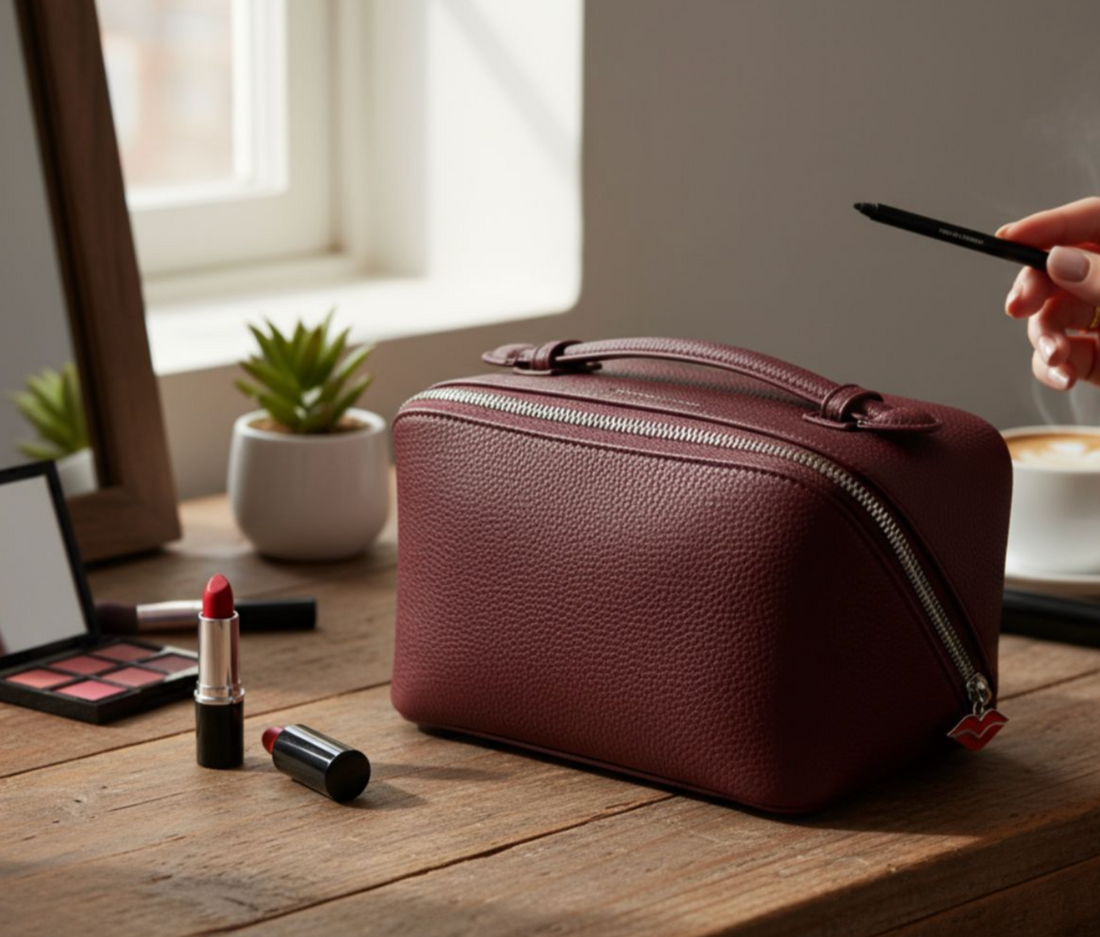 Chic Train Beauty Box for makeup storage - Burgundy