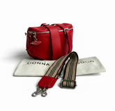Red Leather Cross Body Bag with 2 straps