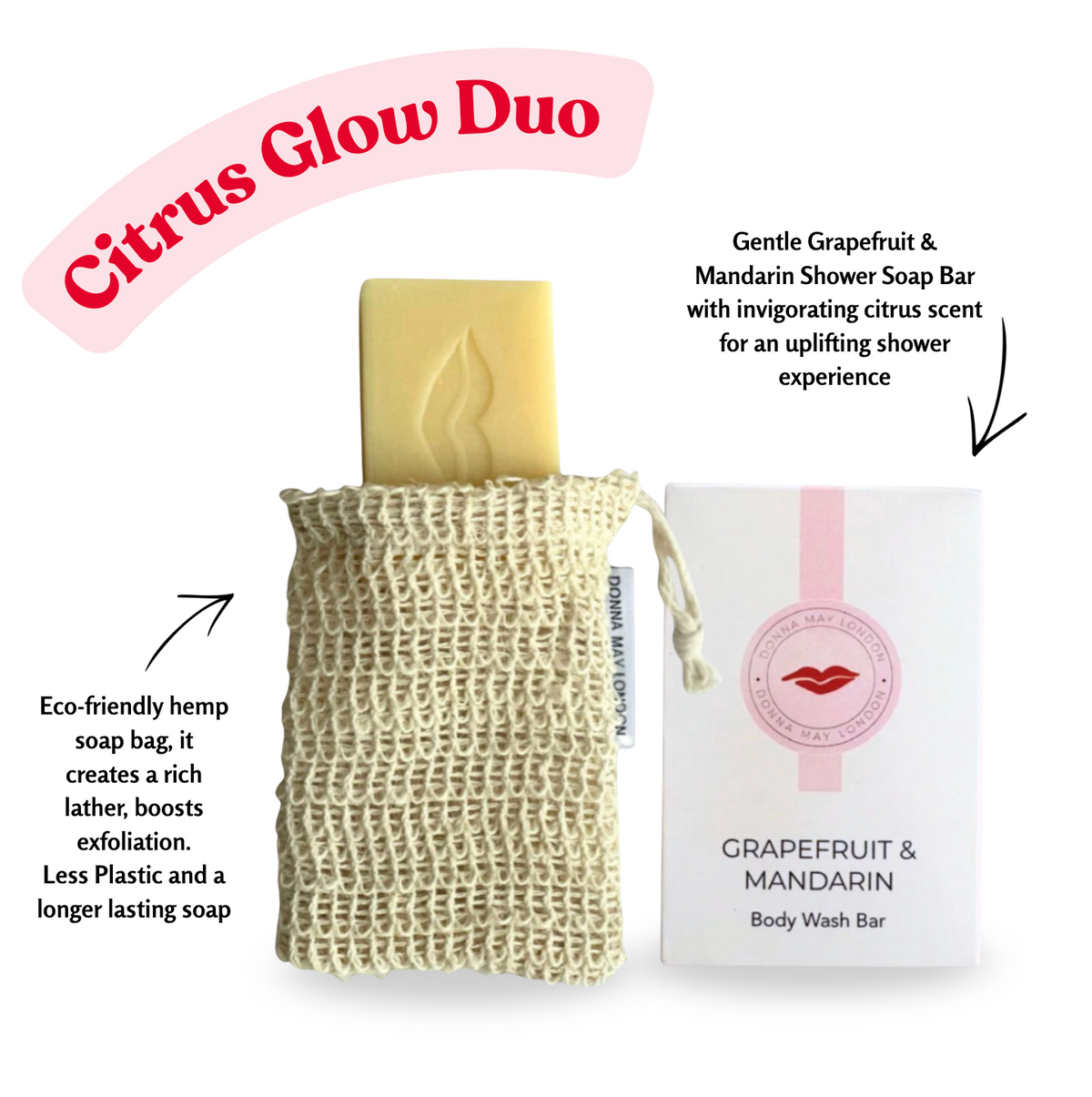 Luxury Soap &amp; Exfoliating Hemp Bag | Donna May London