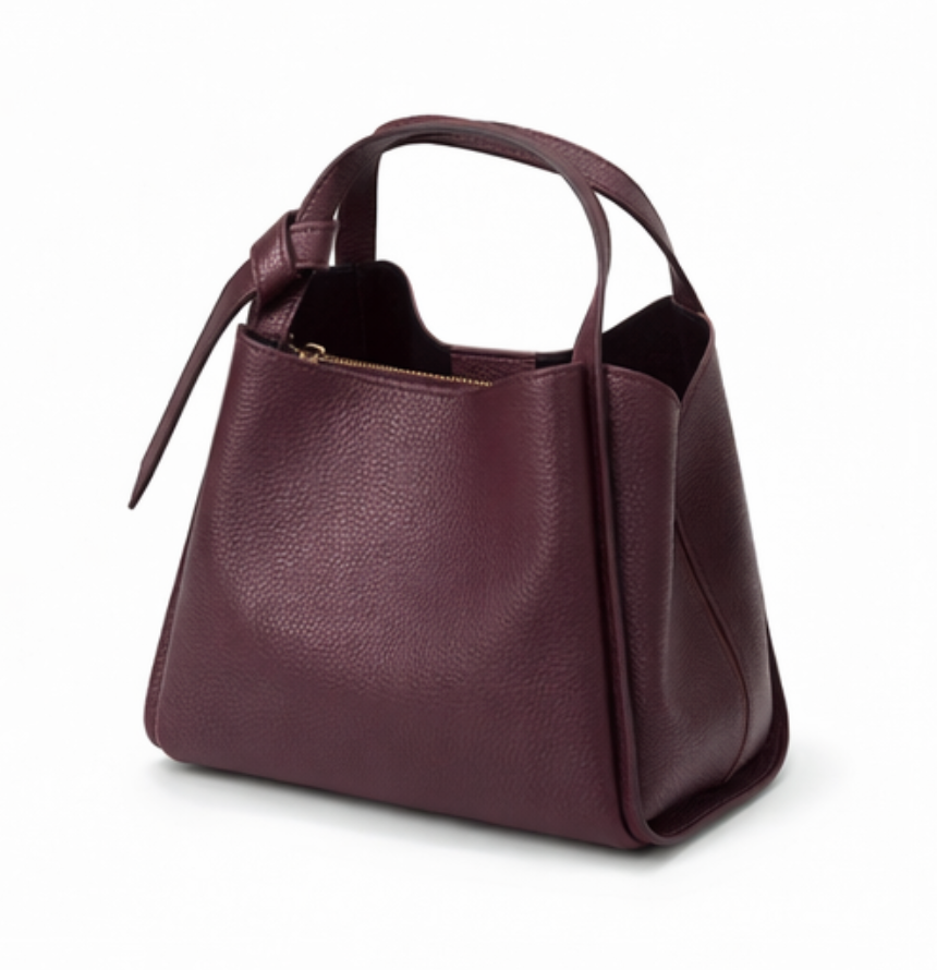 Bow Bag in Deep Plum - The Everyday Luxe Mini Tote