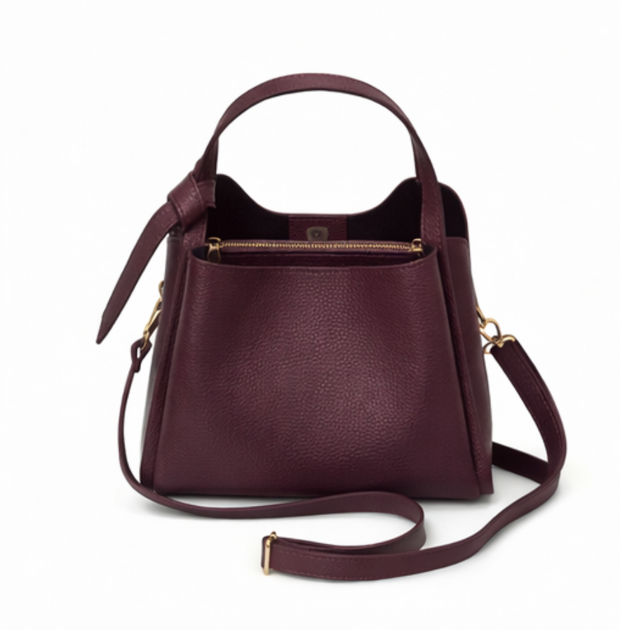 Bow Bag in Deep Plum - The Everyday Luxe Mini Tote