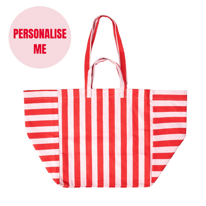 The Everyday Tote – Red &amp; Pink Stripe