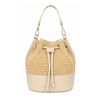 Amalfi Woven Bucket Bag with Natural Leather