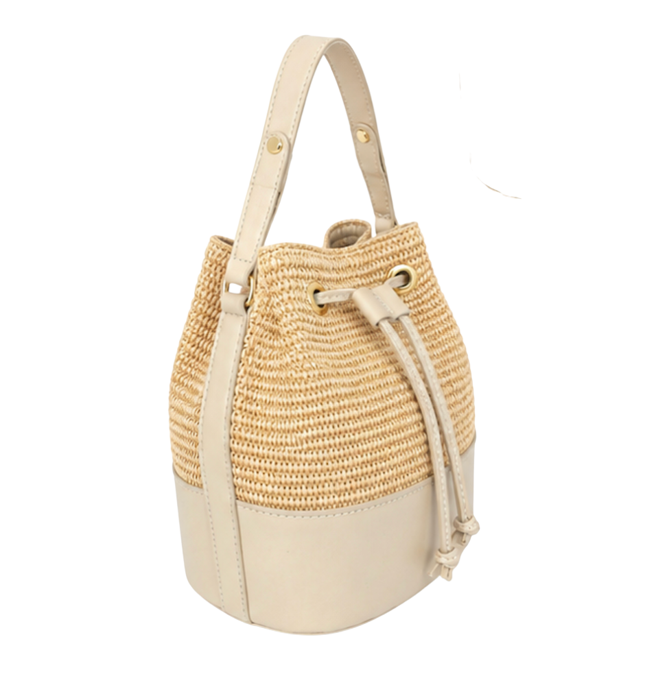 Amalfi Woven Bucket Bag with Natural Leather