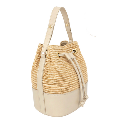 Amalfi Woven Bucket Bag with Natural Leather