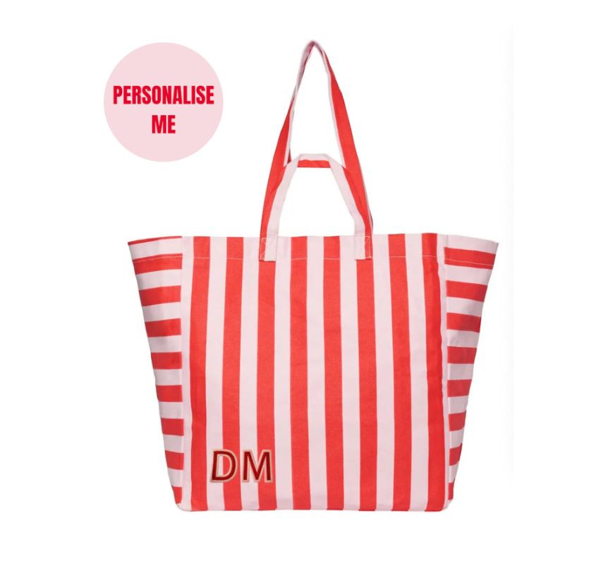 The Everyday Tote – Red &amp; Pink Stripe